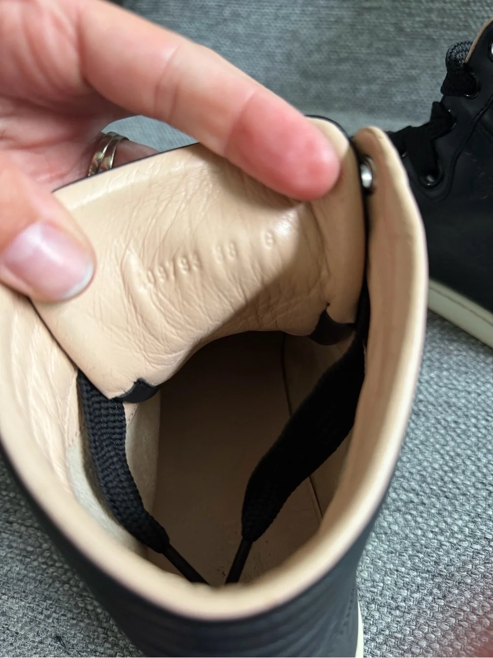 Gucci Black Embossed Leather High-Top Sneakers with Cream Sole